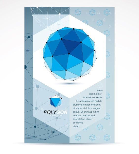 digital innovations business promotion idea, brochure head page. abstract construction vector, dimensional blue low poly design.