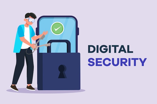 Digital Security concept Colored flat vector illustration isolated