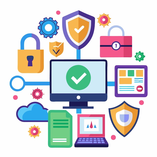 Digital security system with shields locks and computer