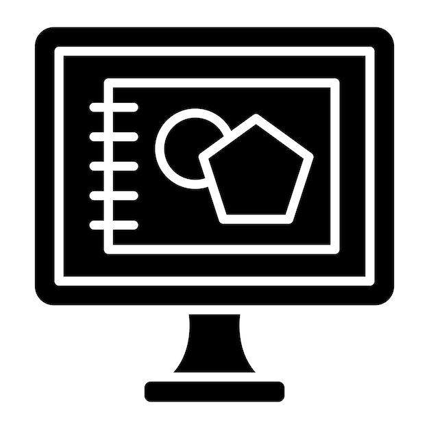 Digital Sketch Glyph Solid Black Illustration