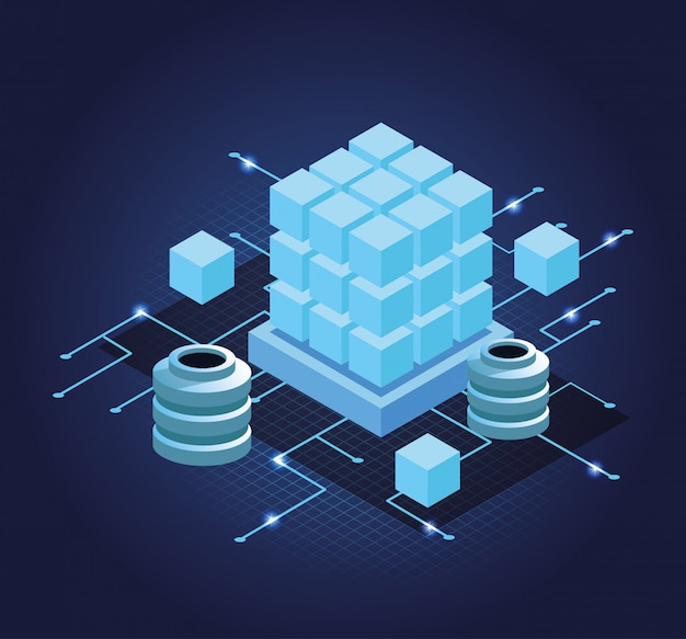 Digital technology blue symbols