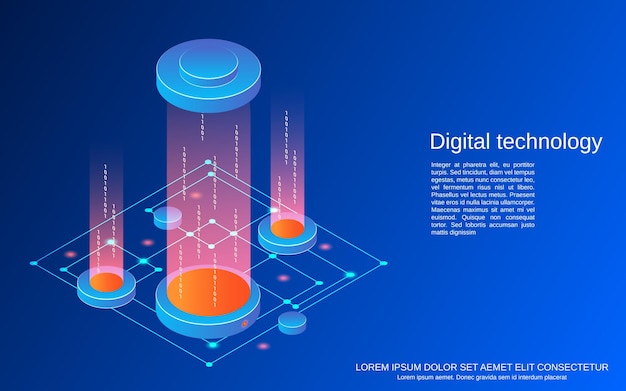 digital technology flat 3d isometric vector concept illustration