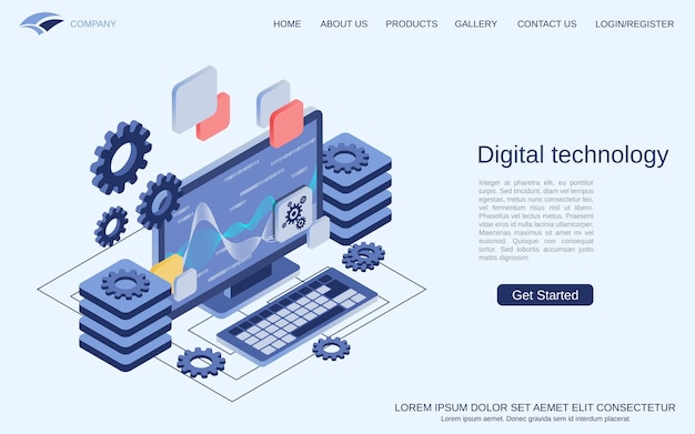 Digital technology flat 3d isometric vector concept illustration