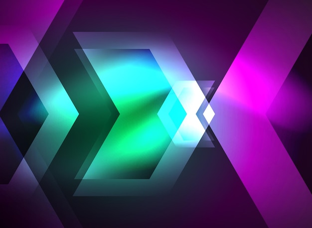 Digital technology glowing arrows modern geometric abstract background with light effects and place for your message