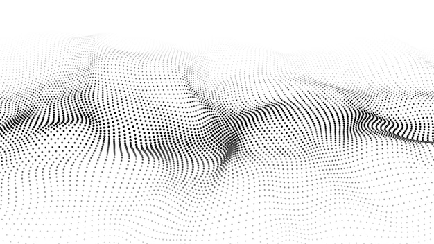 Digital technology wave Abstract background with dots and lines moving in space Vector futuristic modern dynamic wave