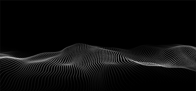 Digital technology wave Dark cyberspace with motion dots Futuristic digital background ai