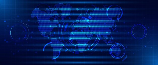 Digital World Map Technology Background