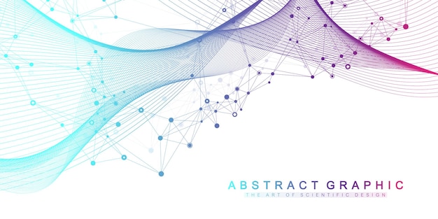 Digits abstract background with connected line and dots wave flow Digital neural networks Network and connection background for your presentation Graphic polygonal background Vector illustration