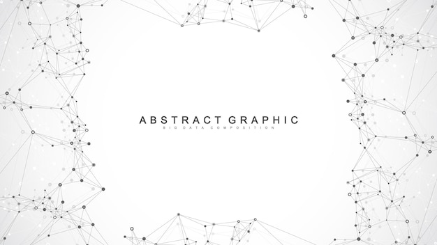 Digits abstract background with connected line and dots wave flow Digital neural networks Network and connection background for your presentation Graphic polygonal background Vector illustration