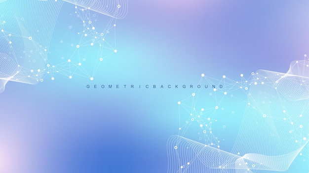 Digits abstract background with connected lines and dots wave flow Digital neural networks Network and connection background for your presentation Graphic polygonal background Vector illustration