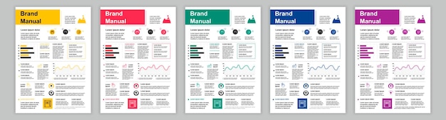 Din a business brand manual templates set company identity brochure page promotion marketing