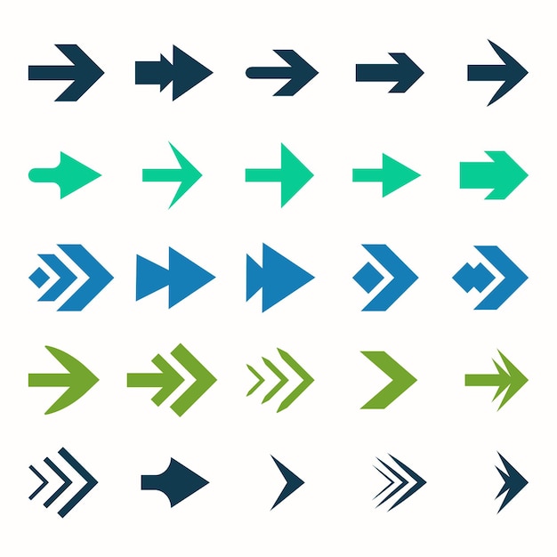 directional arrow icons or sign set design