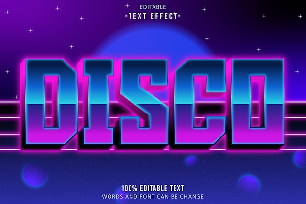disco editable text effect 3d emboss 80s style