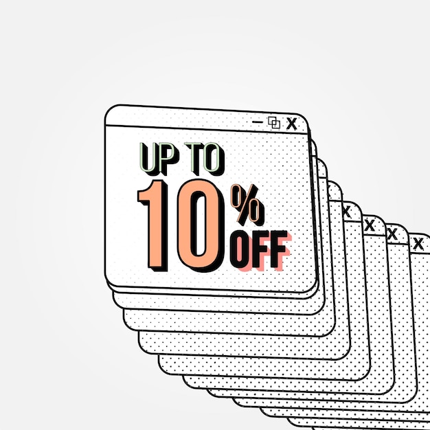discount offer template design. offers up to ten percent off. modern design