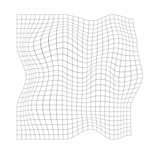 Distorted square grid Warped mesh texture Net with curvatured effect Chequered pattern deformation