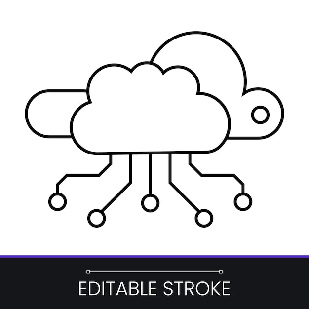 Distributed and interconnected cloud computing data network vector icon