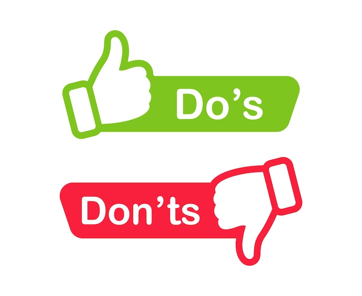 Vector do and dont icons like and dislike symbols positive and negative signs