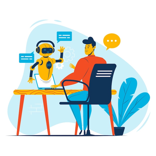 Doanh nhân tương tác với chat bot