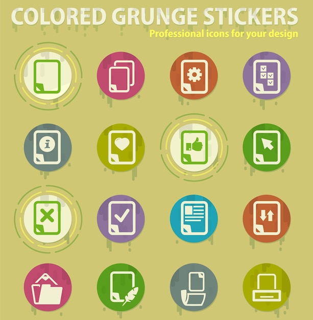 Document colored grunge icons
