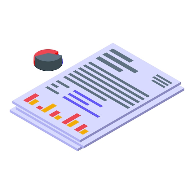 document icon isometric vector document contract paper financial report