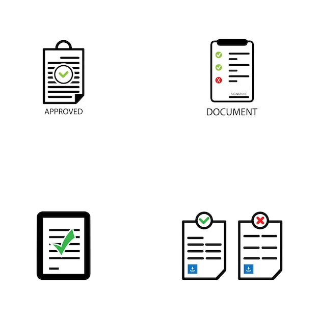 document icon with check and cross symbol vector illustration