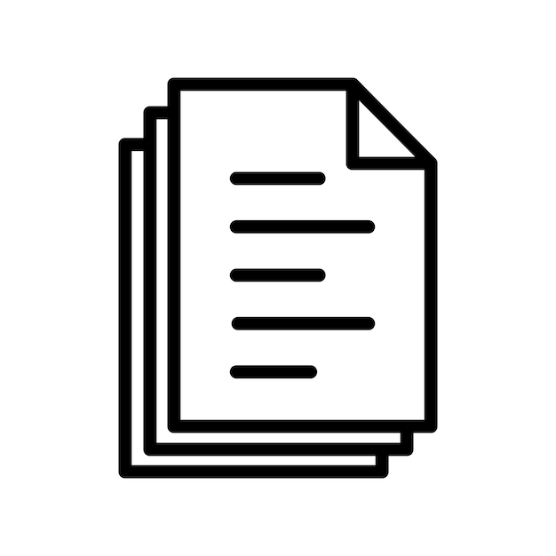 Document Papers Pile Icon set Office Paperwork documents sheets stack Vector Symbol in Black Filled and Outlined Style Bureaucratic Data sheets Collection Sign