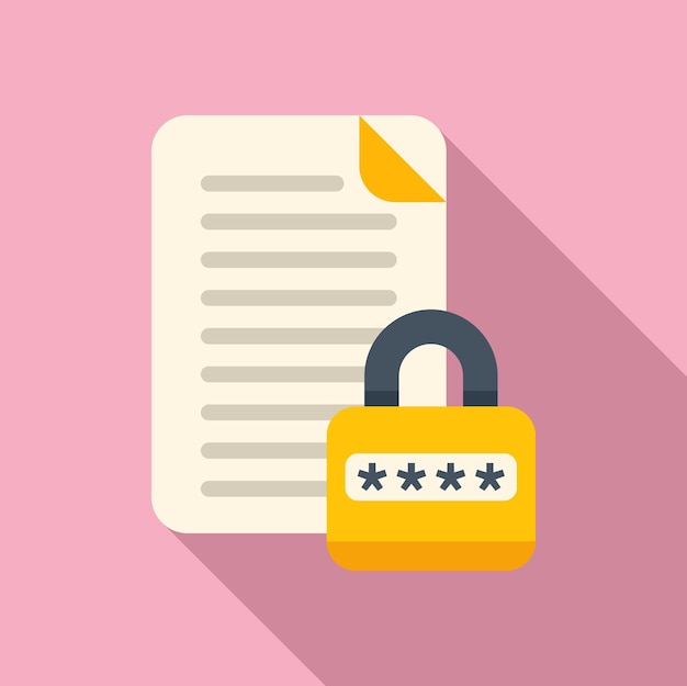 Document password protection icon flat vector Personal mobile Pc form
