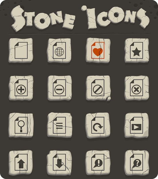 Document vector iconson stone blocks in the stone age style  for web and user interface design