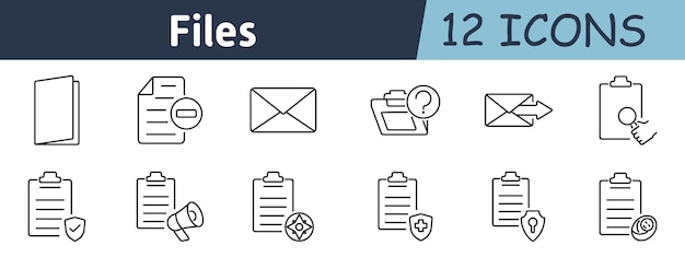 Documentation tools set icon Folder document review email inbox clipboard data protection report creation file warnings digital archiving approvals