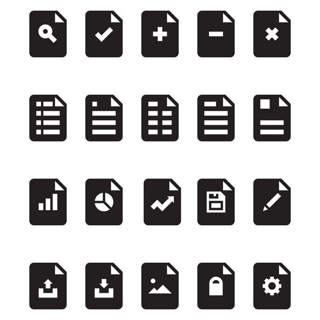 documents icon vector symbols for business finance application and technology in glyph illustration