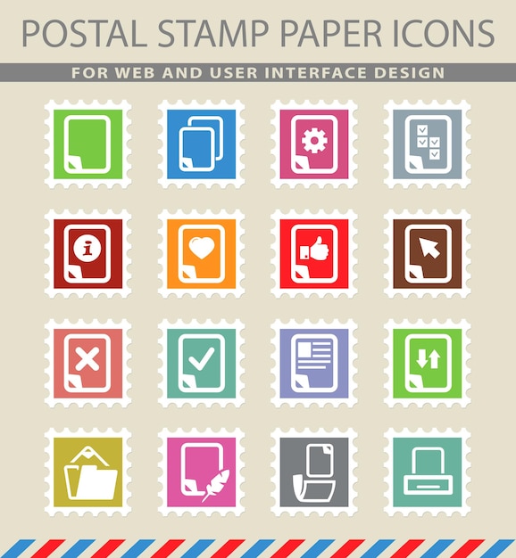 Documents symbols on mail paper icons
