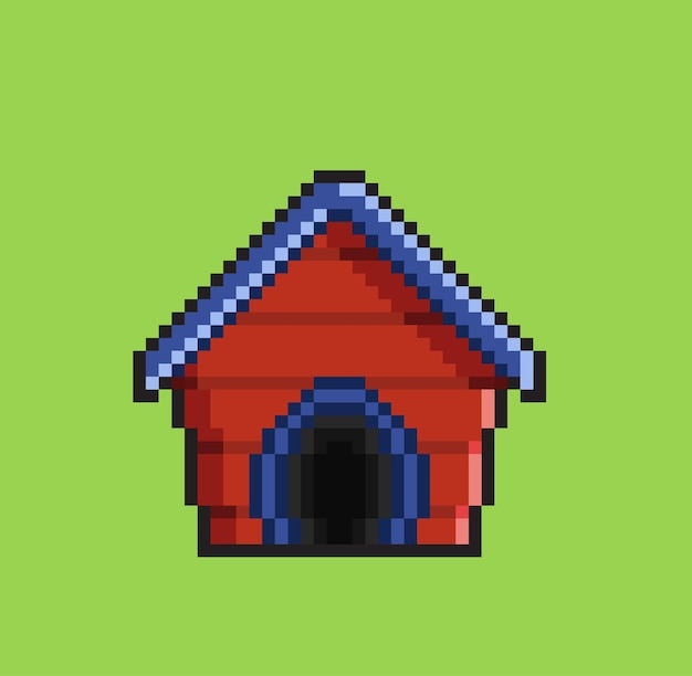 dog house in pixel art style