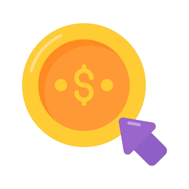Dollar coin with pointing arrow concept vector of pay per click Ppc design
