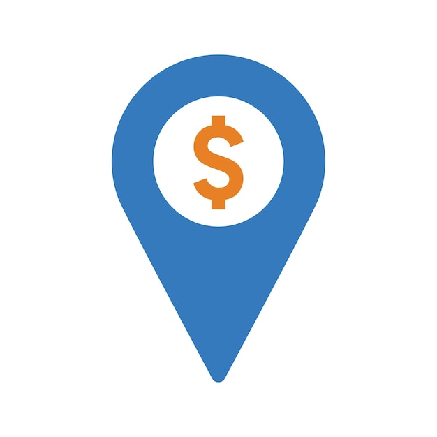 Dollar inside map bank location icon
