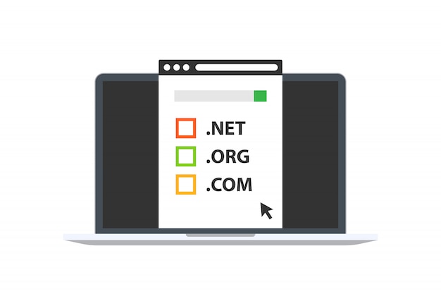 Domain concept laptop flat style