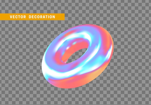 Donut isolated. Torus with colorful hologram chameleon color gradient. Abstract 3d objects, Round ring tor shape. vector illustration