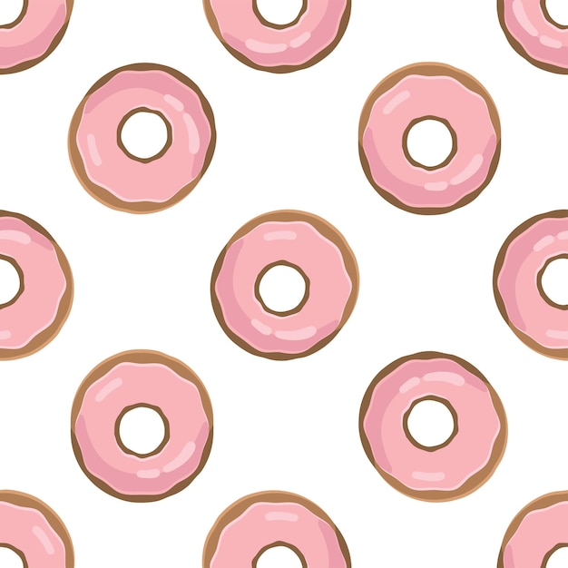 Donut seamless pattern Pink Doughnut texture illustration Fast food illustration in flat style