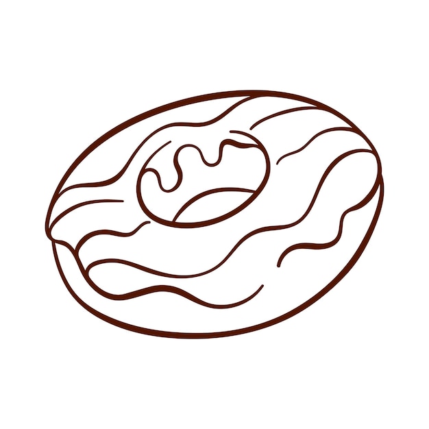 donut with icing in line art outline style doughnut simple icon for logo bakery and cafe menu vector