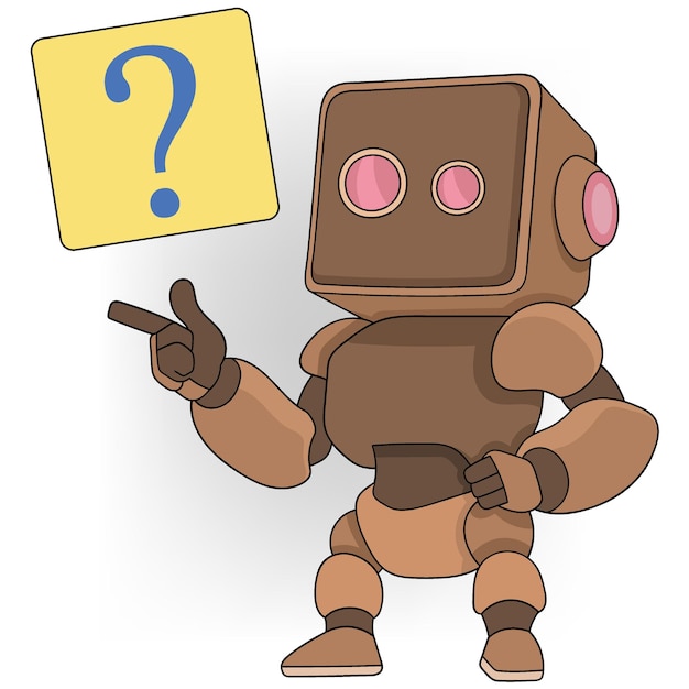 doodle cartoon illustration of technology able to answer all questions