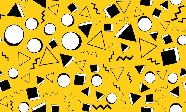 doodle fun background. seamless pattern. yellow doodle backdrop. seamless 90s. memphis pattern. vector illustration. hipster style 80s-90s. abstract colorful funky background.