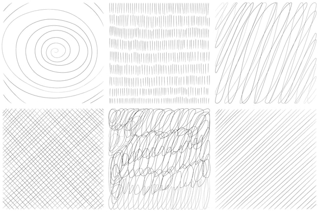 doodle hand drawn pencil shapes set on white background black grunge texture in sketch style