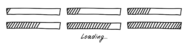 Doodle loading bar hand drawn vector progress animation