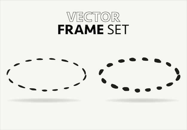 Doodle oval Handdrawn ellipse round grunge frame and circled doodle isolated icon set on white