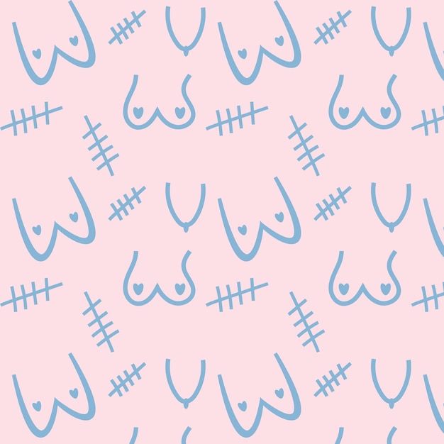 doodle pattern consisting of drawn female breasts breasts with scars