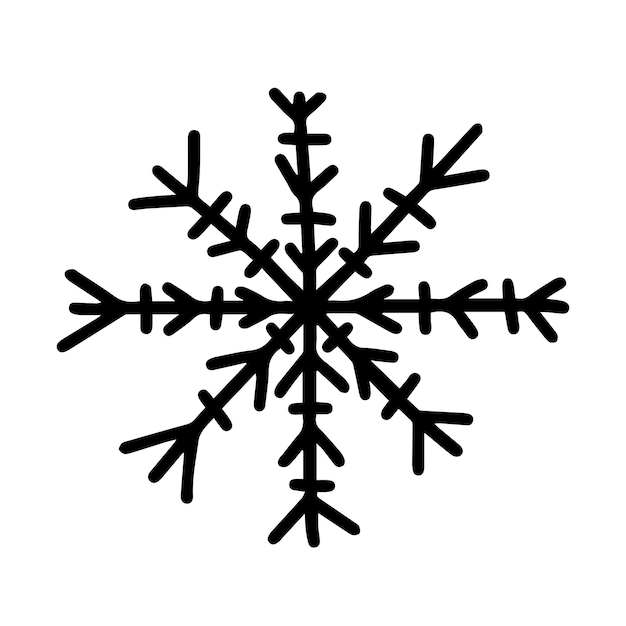 Doodle snowflake vector illustration Hand drawn simple snowflake isolated