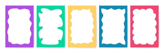 doodle wave scalloped edge background for social media hand drawn border set with wavy pattern