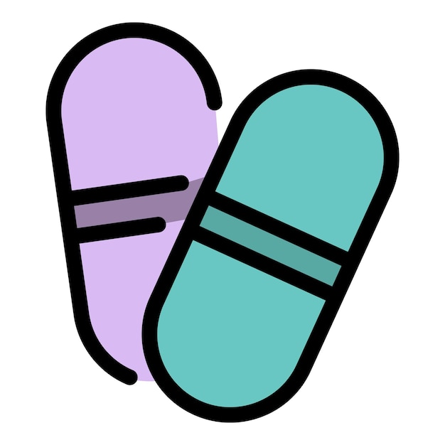 Dose capsule icon Outline dose capsule vector icon color flat isolated
