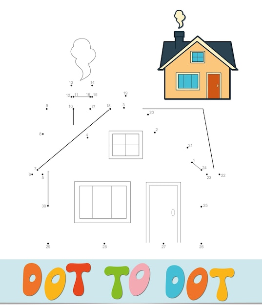 Dot to dot puzzle. Connect dots game. house vector illustration