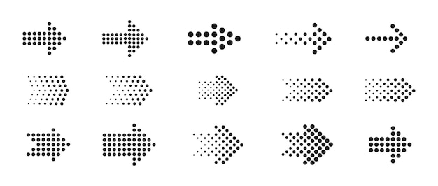 Dotted Arrow Vector Icons in Various Shapes