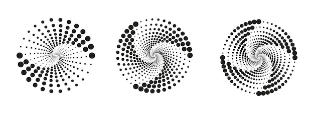 Dotted dots speckles abstract concentric circle Spiral swirl twirl elementCircular and radial lines volute helixSegmented circle with rotationRadiating arc lines